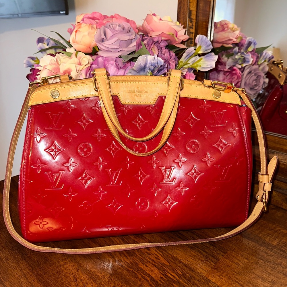 Louis Vuitton Monogram Vernis Brea MM - Red Patent Leather Handbag 💃 Crossbody